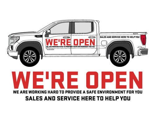 GMC WE'RE OPEN | VEHICLE-SIDE GRAPHICS